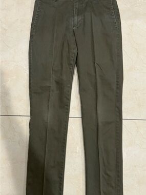 Mott & Grand Slim Fit Dress Pants Mens 32x32 Olive Green Flat Front Chinos